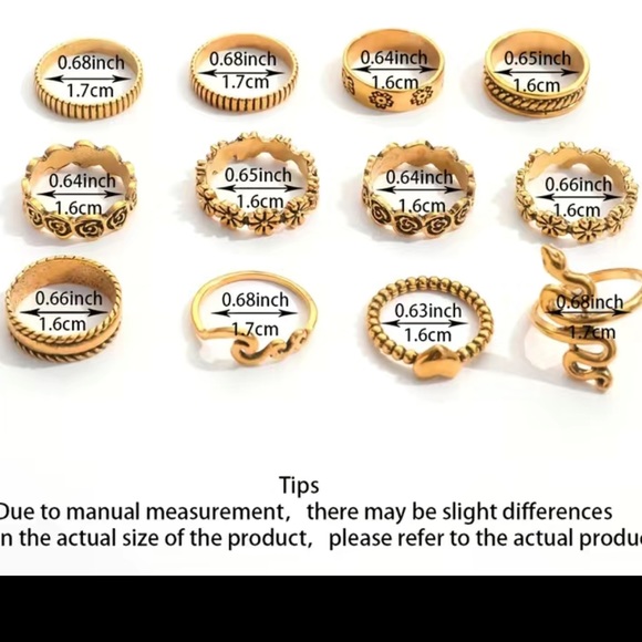 12-Piece Aged Gold Ring Set - Picture 5 of 6